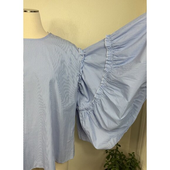 Anthropologie DRA Womens Pinstripe Flutter Sleeve Top - Picture 3 of 12